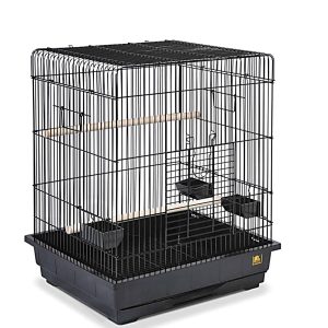 JAULA DE LORO GRANDE DESMONTABLE BARROTES NEGROS  40*40*59cm